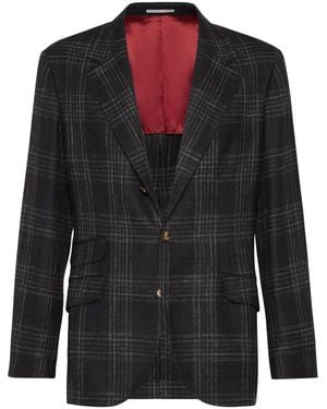 Brunello Cucinelli Dark Wool Silk Blazer - Black