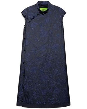 Shanghai Tang Floral-Print Dress - Blue
