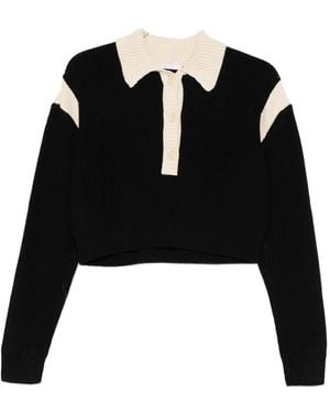 Patrizia Pepe Pullover in Colour-Block-Optik - Schwarz