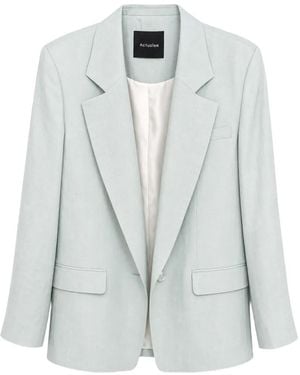 ACTUALEE Single-Breasted Peak-Lapel Blazer - Blue