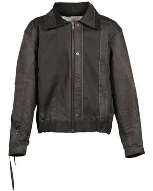 UNDER THE SIGN Dustborn Light Patchwork Waxed-Effect Bomber Jacket - Black