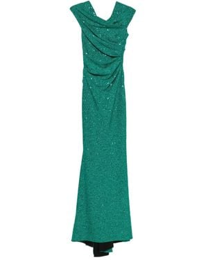 Talbot Runhof Vestido Drapeado Con Lentejuelas - Verde