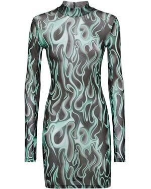 Philipp Plein Flame Minidress - Green
