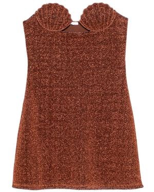 Oséree Lumière Shell Metallic-Effect Mini Dress - Brown