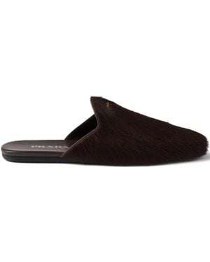 Prada Mules mit Logo-Schild - Schwarz