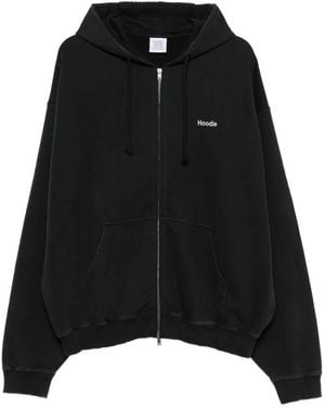 Vetements Logo-Print Zip-Up Hoodie - Black
