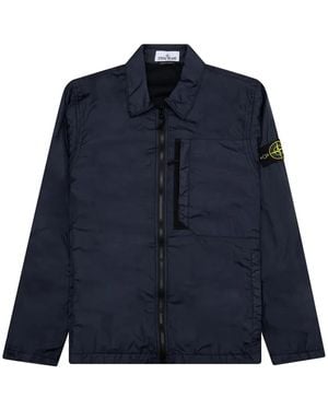 Stone Island Zip-Fastening Patch-Pocket Overshirt - Blue