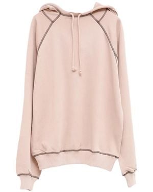 Baserange Fold Contrast-Stitch Raglan-Sleeve Hoodie - Pink