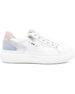 Nero Giardini Zip-Up Leather Trainers - White