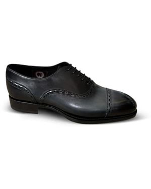 Santoni Ensley Leather Oxford Shoes - Black