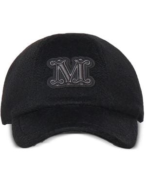 Max Mara Kasjmier Honkbalpet Met Logopatch - Zwart
