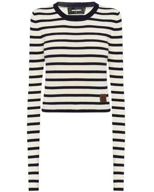 DSquared² Striped Wool Jumper - White