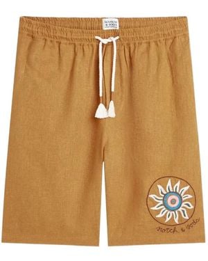Scotch & Soda Embroidered Drawstring Shorts - Metallic
