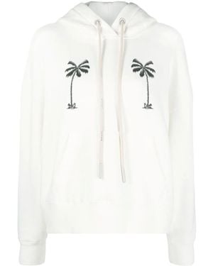 Palm Angels Hoodie En Coton À Logo Imprimé - Blanc