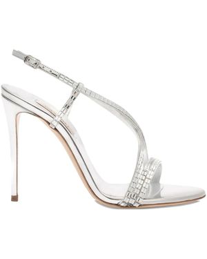 Casadei 100Mm Julia Crystal-Embellished Slingback Sandals - White