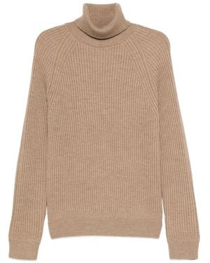 Zanone Gerippter Rollkragenpullover - Natur