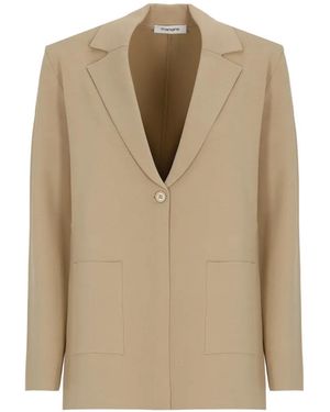 Kangra Single-Breasted Patch-Pocket Blazer - Natural