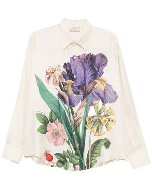 Pierre Louis Mascia Floral-Print Silk Shirt - White