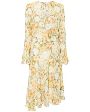 Acne Studios Abstract-Print Wrap Midi Dress - Metallic