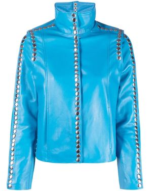 Dan Cassab Elvis Stud-Detailing Leather Jacket - Blue