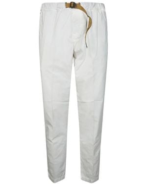 White Sand Buckled-Belt Trousers - White