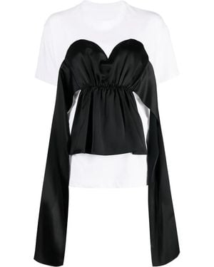 JNBY Bustier-Embellished Cotton T-Shirt - Black
