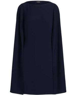 Ralph Lauren Cape-Overlay Georgette Mini Dress - Blue