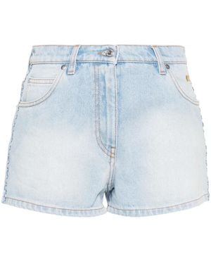 MSGM Logo-Embroidered Denim Shorts - Blue