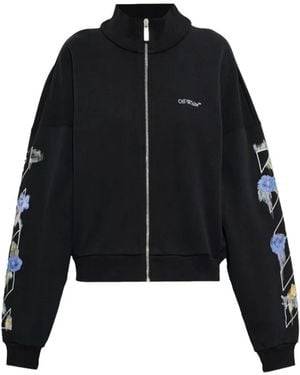 Off-White c/o Virgil Abloh Arrow Out Flower Reg Zi-Pup Hoodie - Black