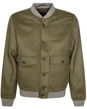 chesapeake's Button-Up Bomber Jacket - Green