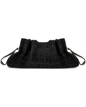 Elisabetta Franchi Crocodile-Effect Clutch Bag - Black