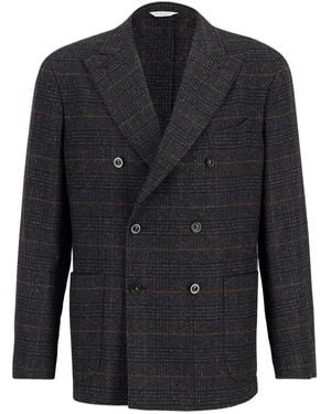 Boglioli Double-Breasted Checked Blazer - Black