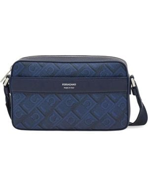 Ferragamo Bolso messenger con monograma - Azul