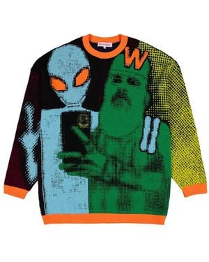 Walter Van Beirendonck "We Come in Peace" Pullover - Grün