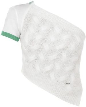 DSquared² One-Shoulder Cable-Knit Top - White