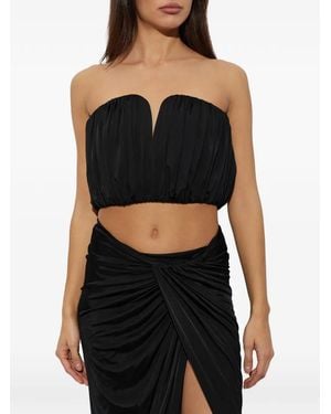 Self-Portrait Draped Strapless Top - Black