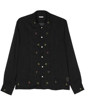 Bode Beaded Framboise Semi-Sheer Shirt - Black