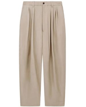 Giorgio Armani Pleated Tapered Trousers - Natural