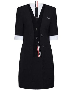 Thom Browne Short-Sleeve Mini Dress - Black