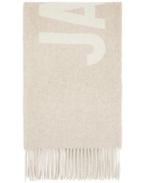 Jacquemus Fringed Logo Scarf - White
