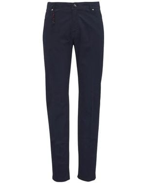 Marco Pescarolo Logo-Patch Straight-Leg Trousers - Blue