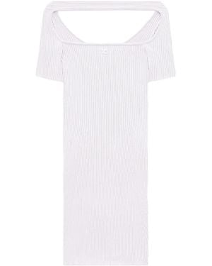 Courreges Hyperbole Embroidered Ribbed Mini Dress - White