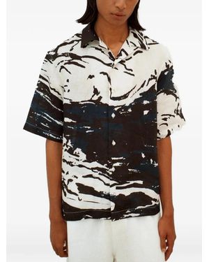 Commas Overhemd Met Abstracte Print - Zwart