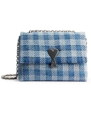 Ami Paris Voulez-Vous Check-Print Shoulder Bag - Blue