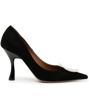 Malone Souliers Vonn 90Mm Metallic-Finish Suede Court Shoes - Black