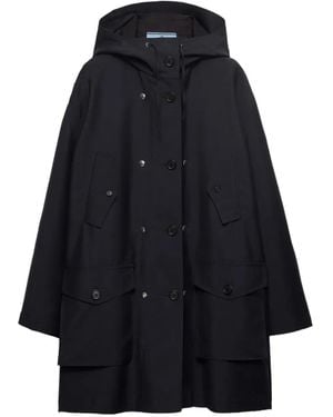 Prada Single-Breasted Kid Mohair And Re-Nylon Coat - Blue