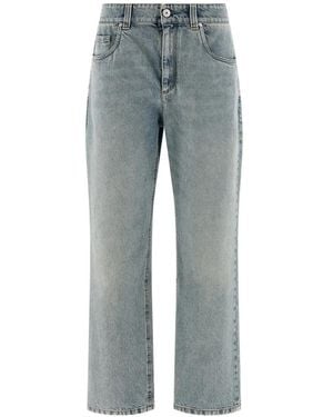 Brunello Cucinelli High-Waist Cotton Jeans - Blue