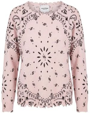 Kujten Strick Im Distressed-Look Mit Bandana-Print - Pink