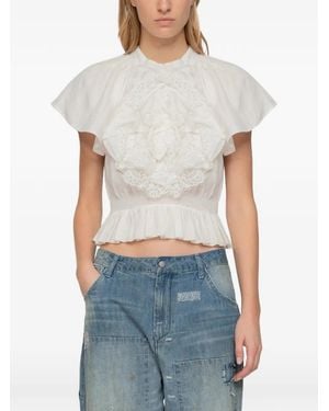 Sea Blusa Holden Con Volantes - Azul
