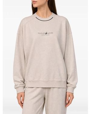 Brunello Cucinelli Logo-Print Dropped-Shoulder Sweatshirt - Natural